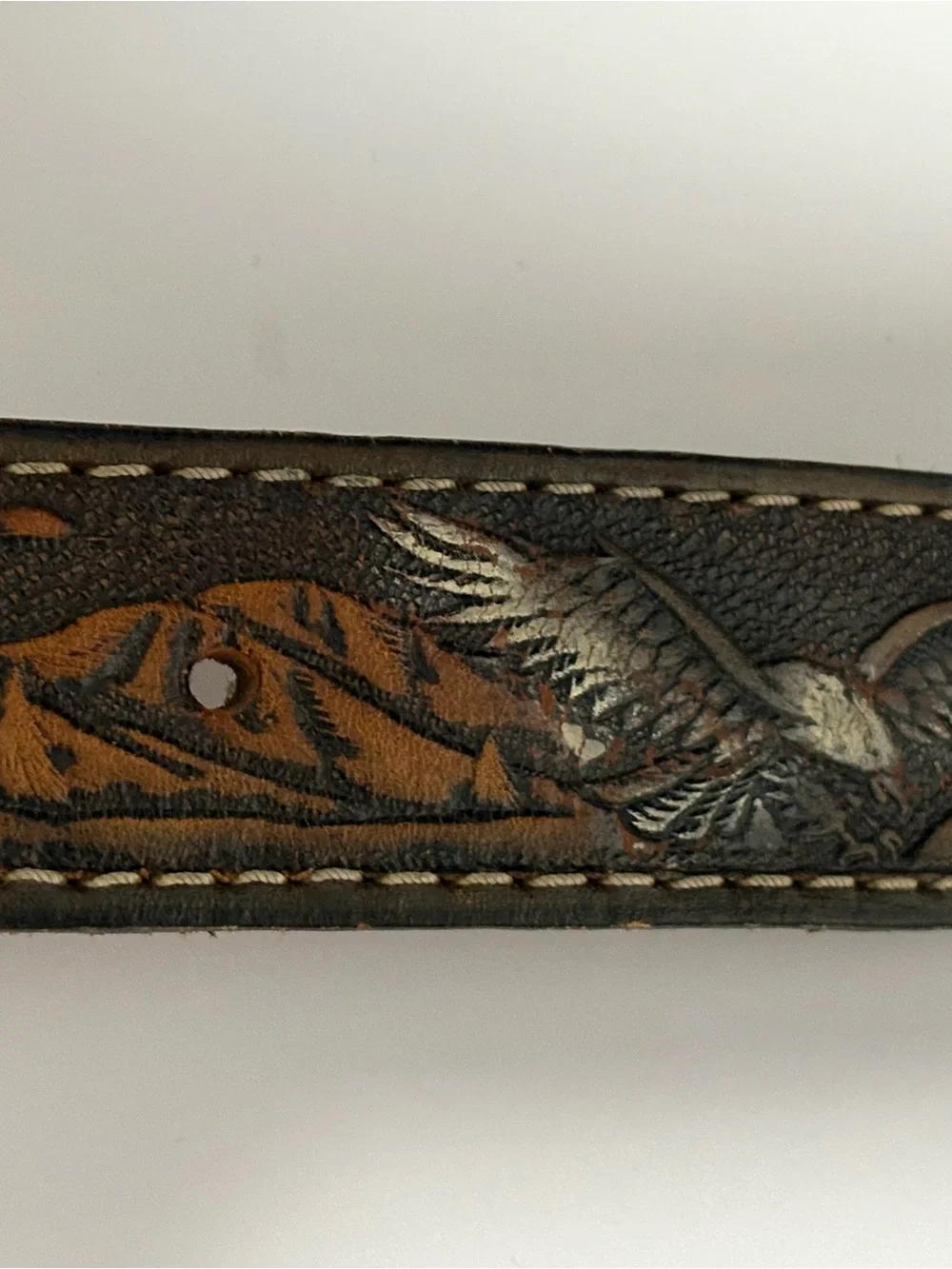 Vintage Western Full Grain Cowhide Belt in Rich Brown